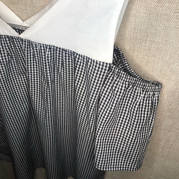 🆕 Pink Rose Gingham Plaid Cold-Shoulder Top - Picture 4 of 5